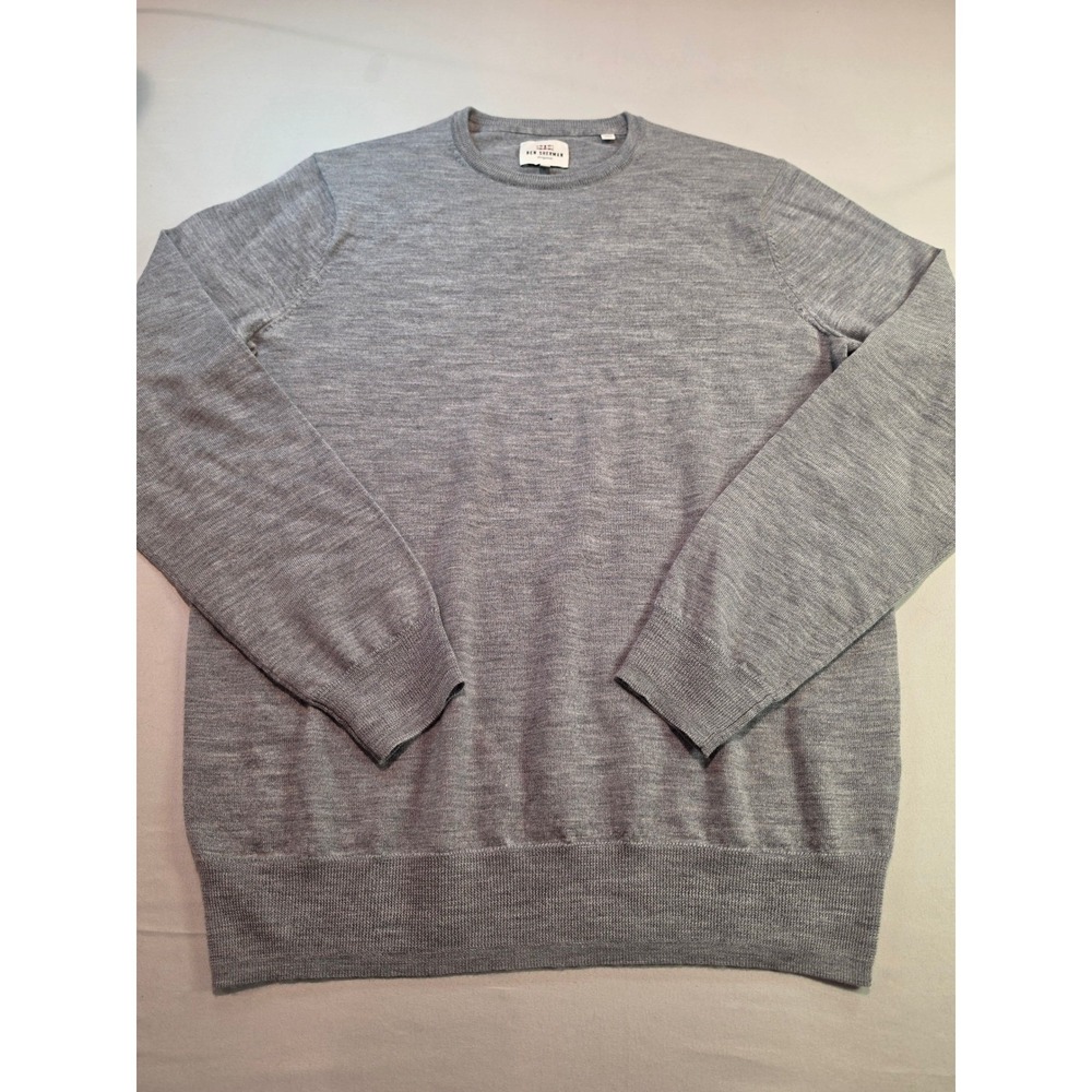 Ben Sherman Mens 100% Merino Wool Crewneck Sweater Grey Size M 1157